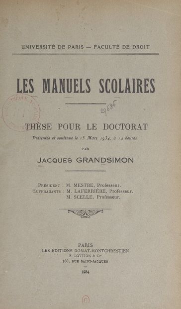 Les manuels scolaires - Jacques Grandsimon