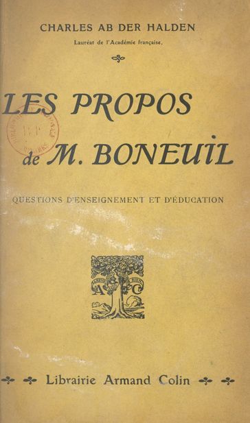 Les propos de M. Boneuil - Charles ab der Halden