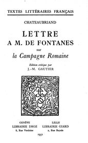 Lettre à M.deFontanes sur la Campagne Romaine