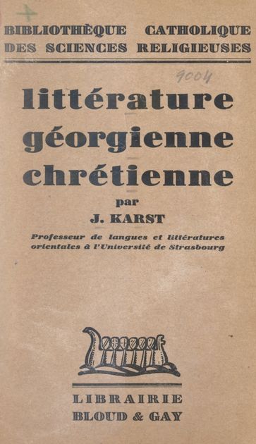 Littérature géorgienne chrétienne - Josef Karst