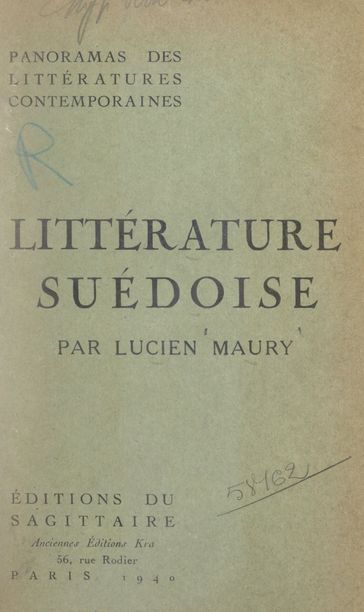 Littérature suédoise - Lucien Maury