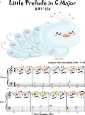 Little Prelude in C Major BWV 924 Easy Piano Sheet Music with Colored Notes