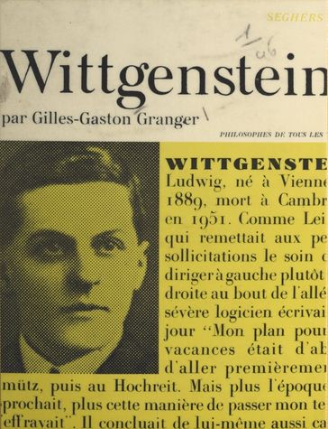 Ludwig Wittgenstein - Gilles-Gaston Granger - André Robinet