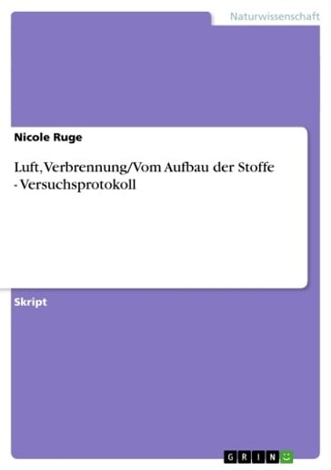 Luft, Verbrennung/Vom Aufbau der Stoffe - Versuchsprotokoll - Nicole Ruge