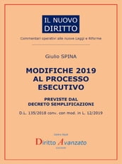 MODIFICHE 2019 AL PROCESSO ESECUTIVO previste dal decreto semplificazioni