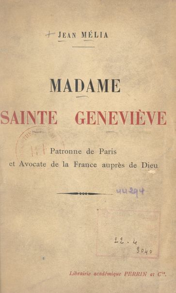 Madame Sainte Geneviève - Jean Mélia