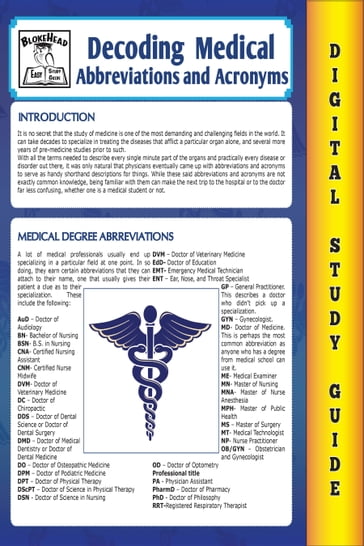 Medical Abbreviations and Acronyms (Blokehead Easy Study Guide) - The Blokehead