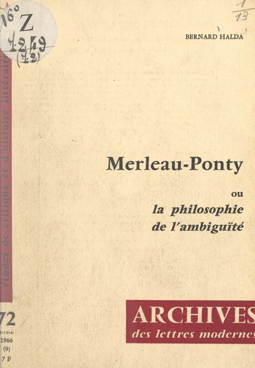 Merleau-Ponty - Bernard Halda - Michel J. Minard