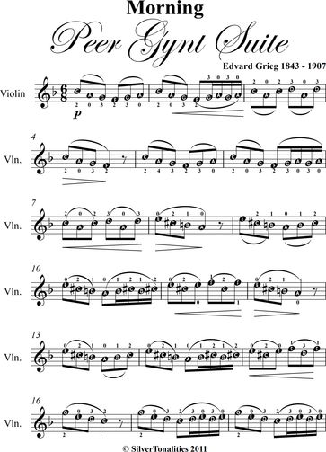 Morning Peer Gynt Suite Easy Violin Sheet Music - Edvard Grieg