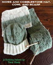 Moss and Cobblestone Hat with Matching Cowl and Scarf
