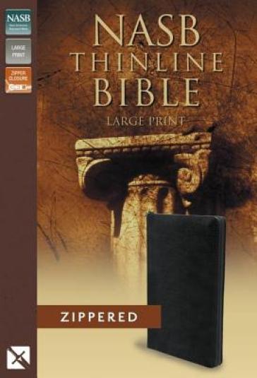 NASB, Thinline Zippered Collection Bible, Large Print, Bonded Leather, Black, Red Letter Edition - Zondervan