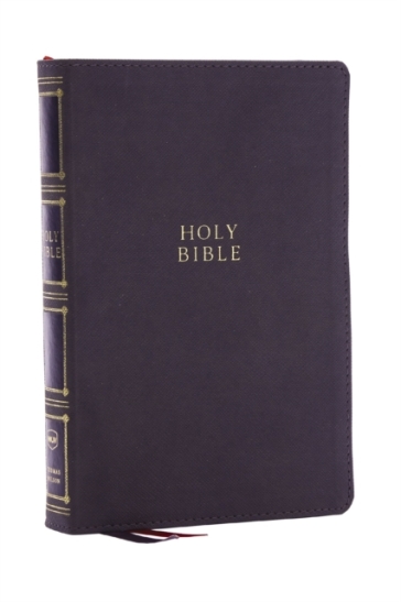NKJV, Compact Center-Column Reference Bible, Gray Leathersoft, Red Letter, Comfort Print - Thomas Nelson