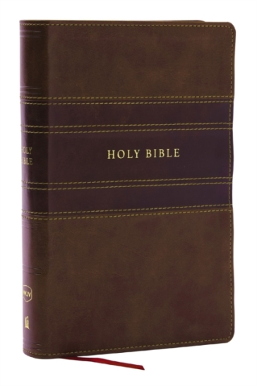 NKJV Personal Size Large Print Bible with 43,000 Cross References, Brown Leathersoft, Red Letter, Comfort Print (Thumb Indexed) - Thomas Nelson