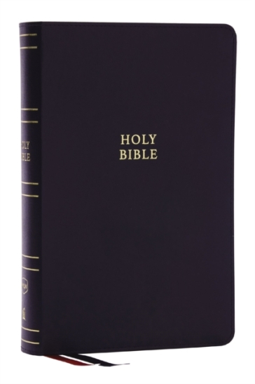 NKJV, Single-Column Reference Bible, Verse-by-verse, Black Bonded Leather, Red Letter, Comfort Print (Thumb Indexed) - Thomas Nelson