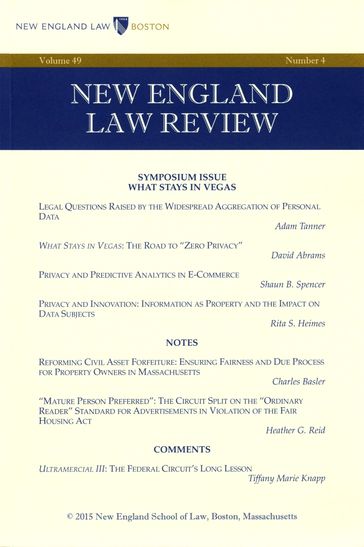New England Law Review: Volume 49, Number 4 - Summer 2015 - New England Law Review
