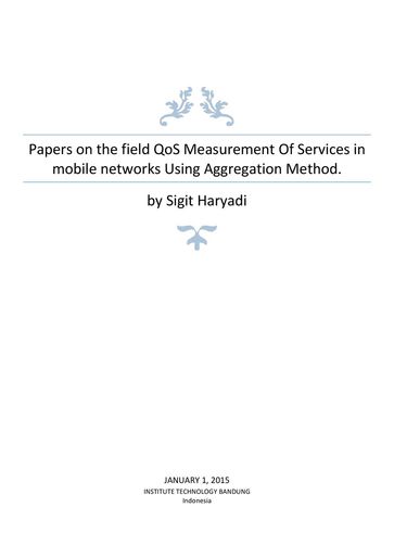Papers on the field QoS Measurement Of Services in mobile networks Using Aggregation Method - Sigit Haryadi