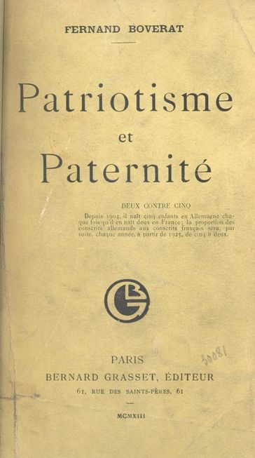 Patriotisme et paternité - Fernand Boverat