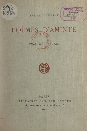 Poèmes d'Aminte - André Thérive