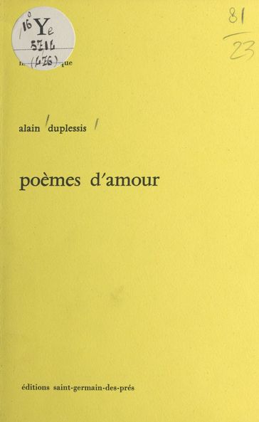 Poèmes d'amour - Alain Duplessis