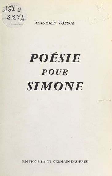 Poésie pour Simone - Maurice Toesca