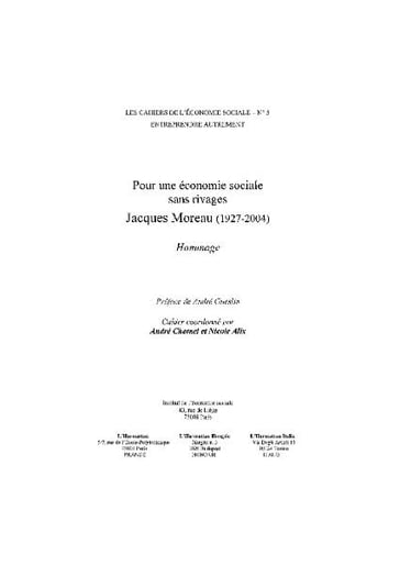 Pour une économie sociale sans rivages: Jacques Moreau (1924-2004) - Hommage - Harmattan