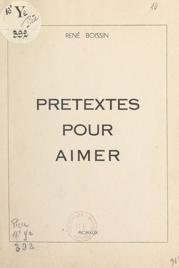 Prétextes pour aimer - René Boissin