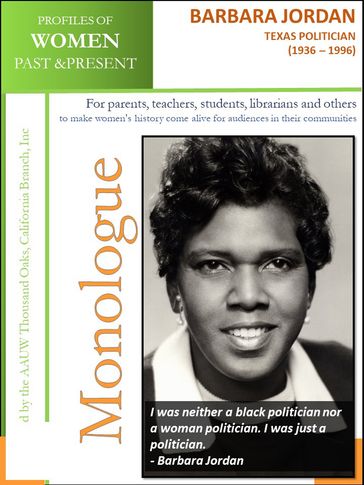 Profiles of Women Past & Present  Barbara Jordan, Texas Politician (1936-1996) - AAUW Thousand Oaks - CA Branch - Inc