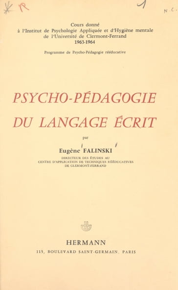 Psycho-pédagogie du langage écrit - Eugène Falinski