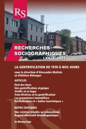 Recherches sociographiques. Volume 62, numéro 1, janvieravril 2021