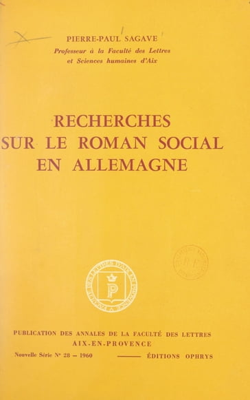 Recherches sur le roman social en Allemagne - Faculté des lettres d