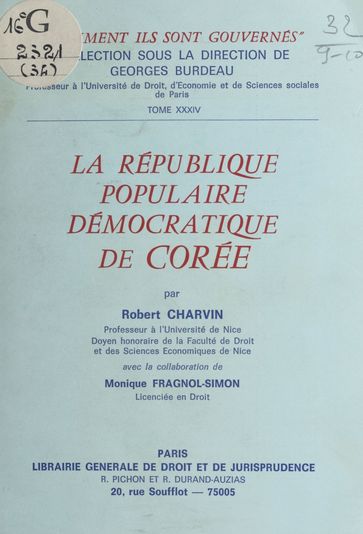 La République populaire démocratique de Corée - Robert Charvin