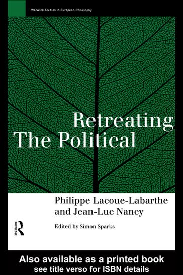 Retreating the Political - Jean-Luc Nancy - Phillippe Lacoue-Labarthe