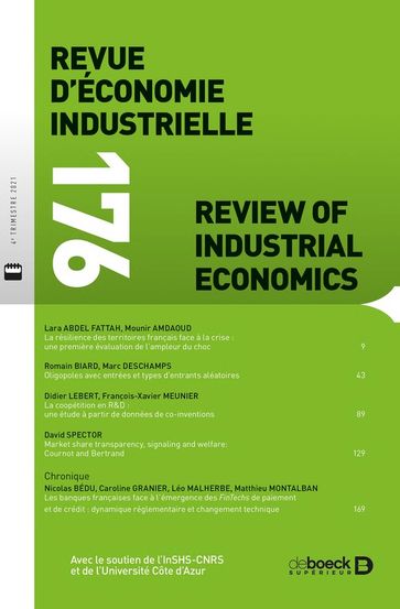 Revue d'économie industrielle n° 176 - Collectif