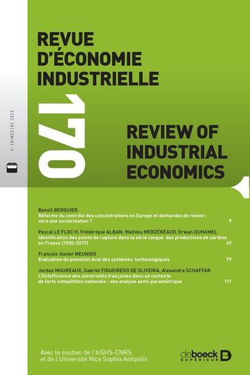 Revue d'économie industrielle n° 170 - Collectif