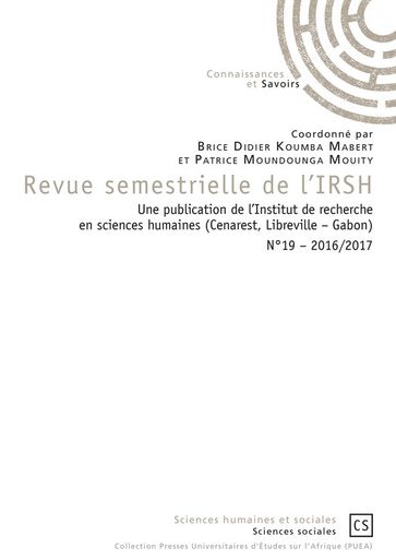 Revue semestrielle de l'IRSH - Brice Didier Koumba Mabert - Patrice Moundounga Mouity