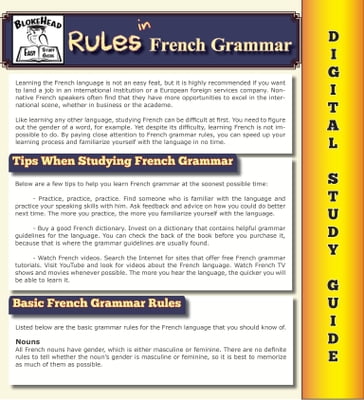 Rules In French Grammar ( Blokehead Easy Study Guide) - The Blokehead