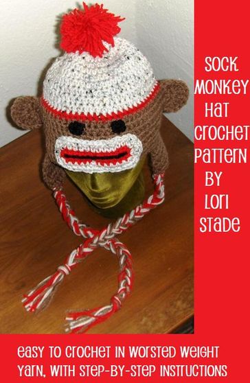 Sock Monkey Hat Crochet Pattern for Adults and Teens - Lori Stade