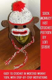 Sock Monkey Hat Crochet Pattern for Adults and Teens