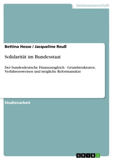 Solidarität im Bundesstaat - Bettina Hesse - Jacqueline Reuß