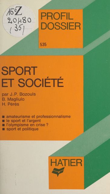 Sport et société - Bruno Magliulo - Hubert Peres - Jean-Philippe Bozouls