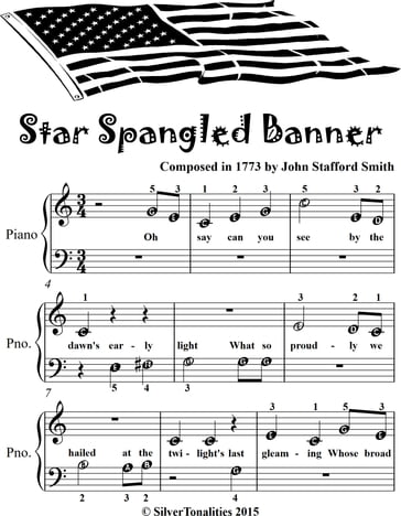 Star Spangled Banner Beginner Piano Sheet Music - John Stafford Smith