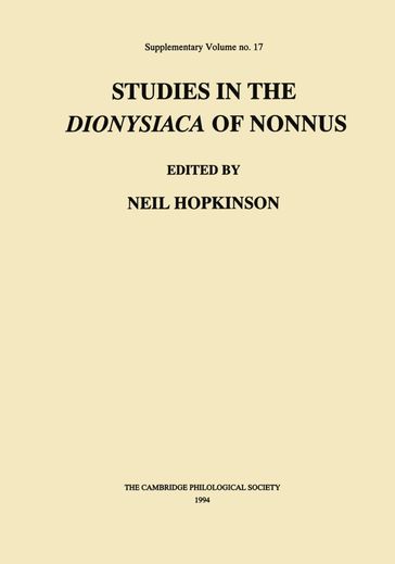 Studies in the Dionysiaca of Nonnus