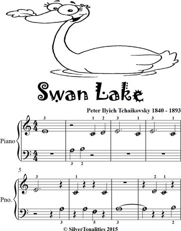Swan Lake Beginner Piano Sheet Music Tadpole Edition - Pyotr Il