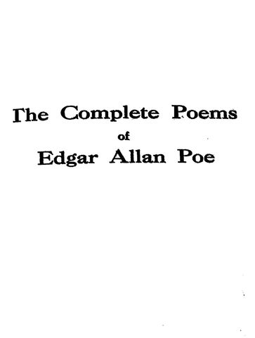 The Complete Poems of Edgar Allan Poe - Edgar Allan Poe
