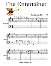 The Entertainer Beginner Piano Sheet Music with Colored Notes