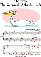 The Swan Carnival of the Animals Easy Piano Sheet Music with Colored Notes