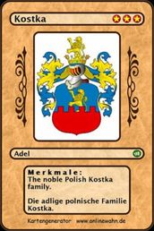 The noble Polish Kostka family. Die adlige polnische Familie Kostka.