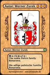 The noble Polish family Bonarowa. Die adlige polnische Familie Bonarowa.