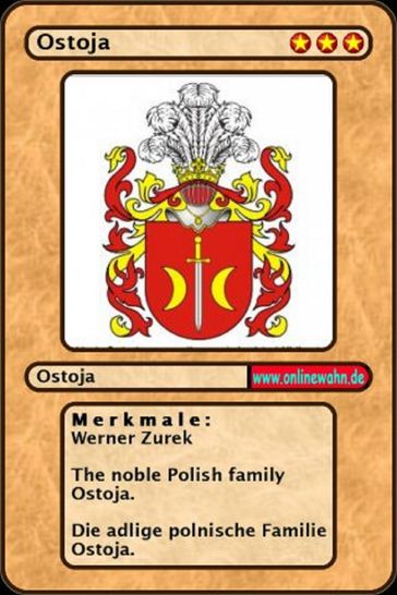 The noble Polish family Ostoja. Die adlige polnische Familie Ostoja. - Werner Zurek