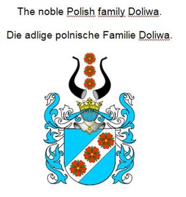 The noble Polish family Doliwa. Die adlige polnische Familie Doliwa. - Werner Zurek